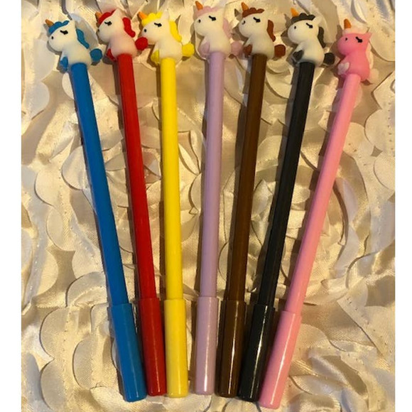 Unicorn #1 BTS Black Gel Roller Ball Ink Pen 9 pc Set - Picture 1 of 7